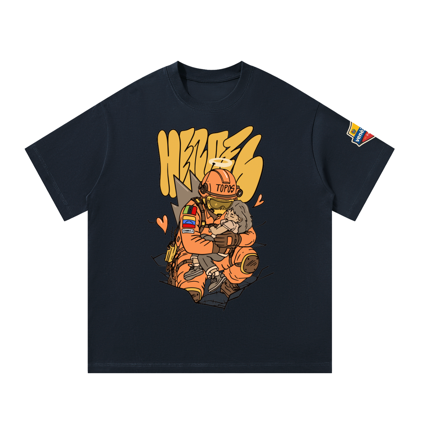 VENEZUELA HEROES Earthquake funding 1/100 limited edition Tshirt by RON THE KILLER. USA Edition