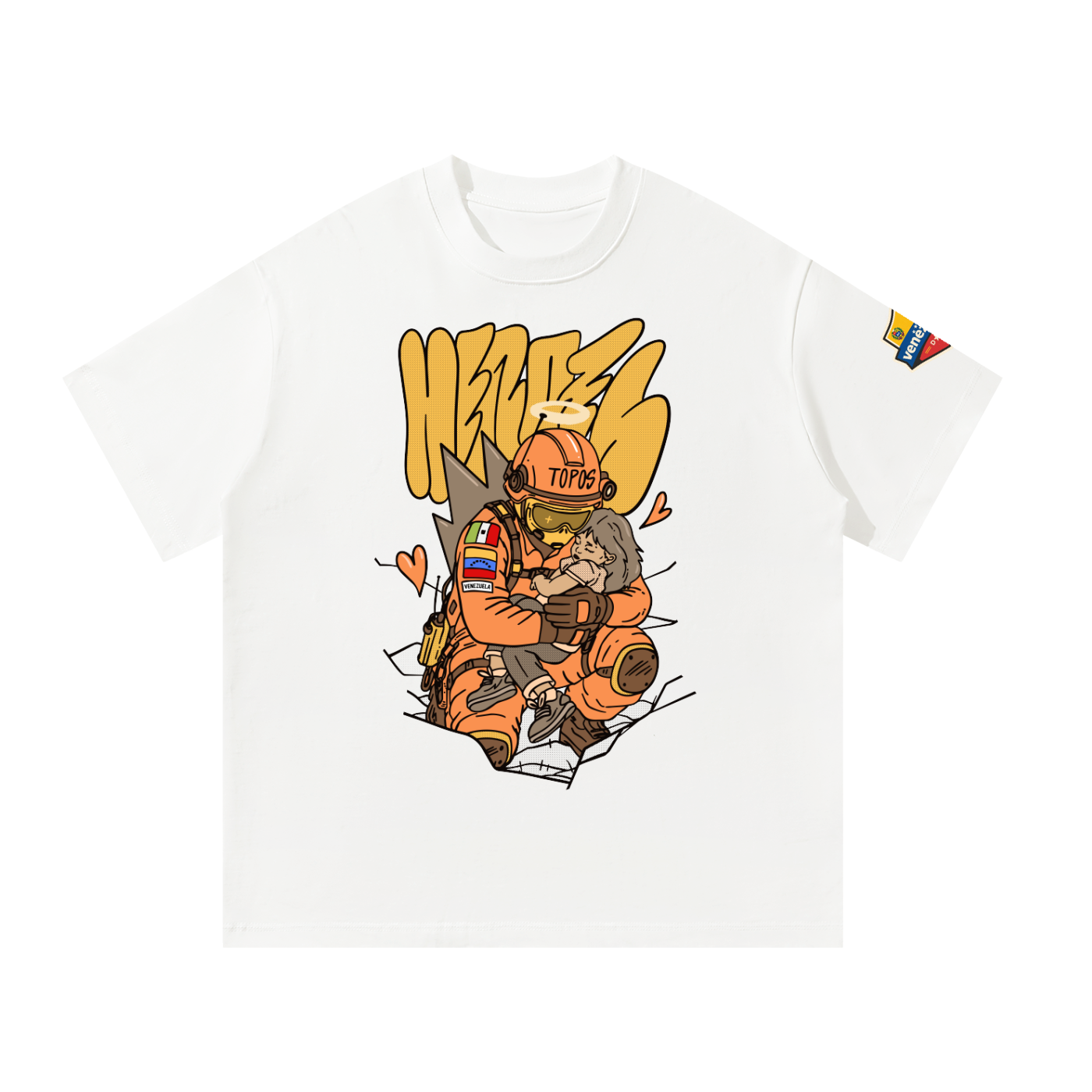 VENEZUELA HEROES Earthquake funding 1/100 limited edition Tshirt by RON THE KILLER. USA Edition